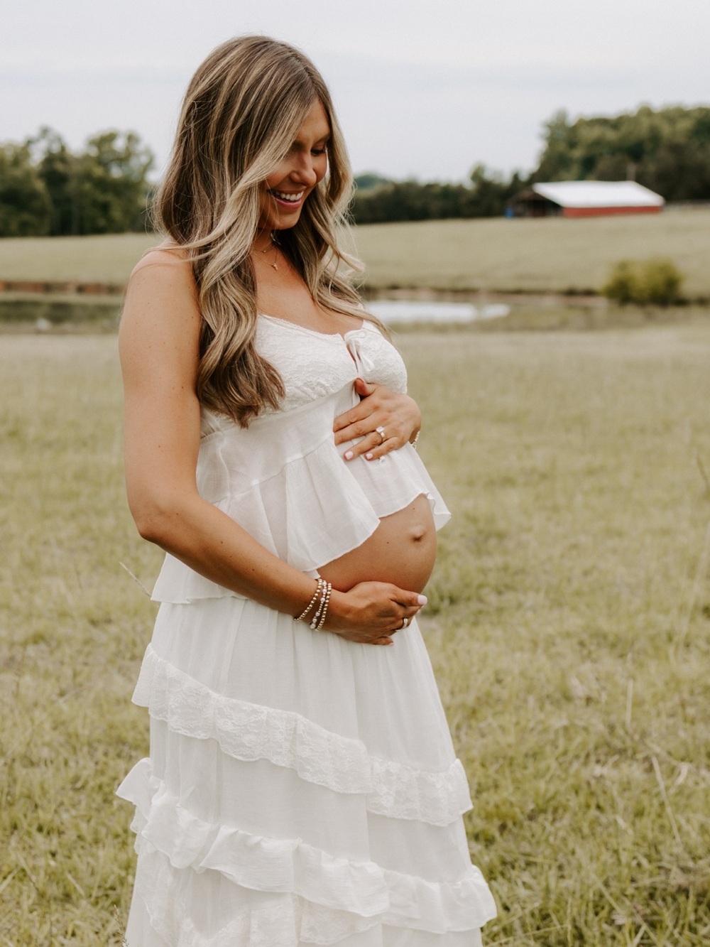Altar'd State White Tiered Maternity Skirt Set - Picture 4 of 4
